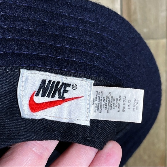 Vintage Nike Bucket Hat Wool Navy Center Swoosh - Picture 4 of 5